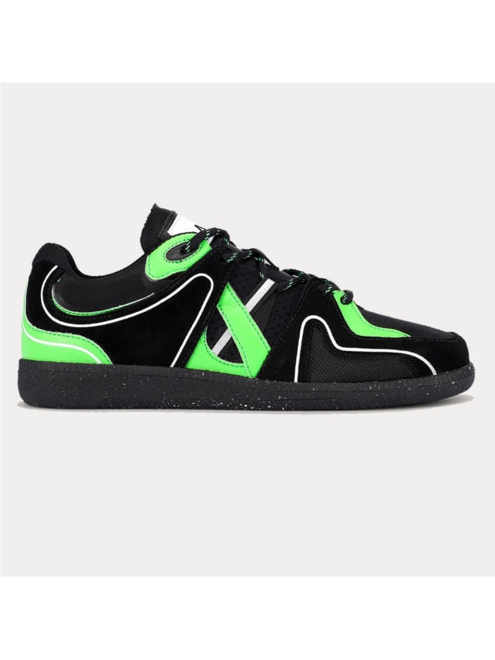 Ganni sporty retro black neon green sneakers low top fashion casual sneakerhead
